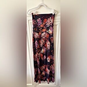 ⚫️ LASCANA STRAPLESS BANDEAU BLACK FLORAL MAXI DRESS WITH POCKETS - SIZE 10 ⚫️